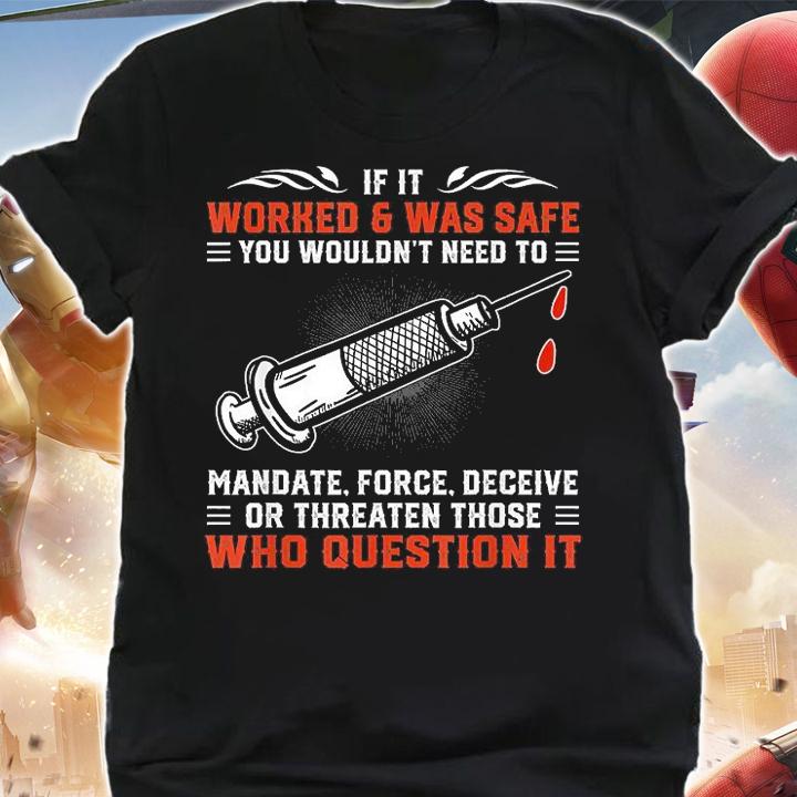 If It Worked And Was Safe You Wouldn't Need To Mandate Force Deceive Or Threaten Those Who Question It shirt shirt
