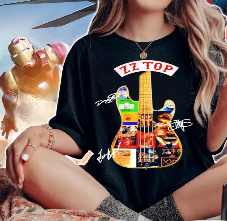 ZZ Top Guitar signatures t-shirt woman shirt
