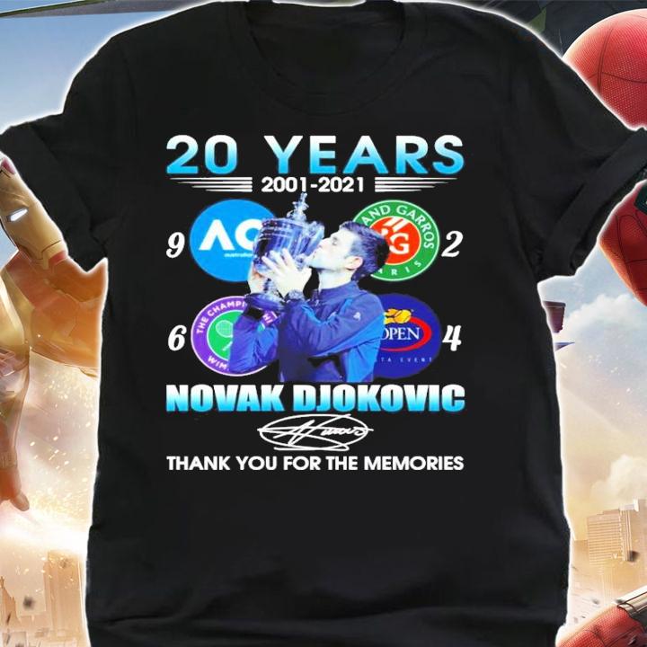 20 Years 2001-2021 Novak Djokovic Signatures Thank You For The Memories shirt