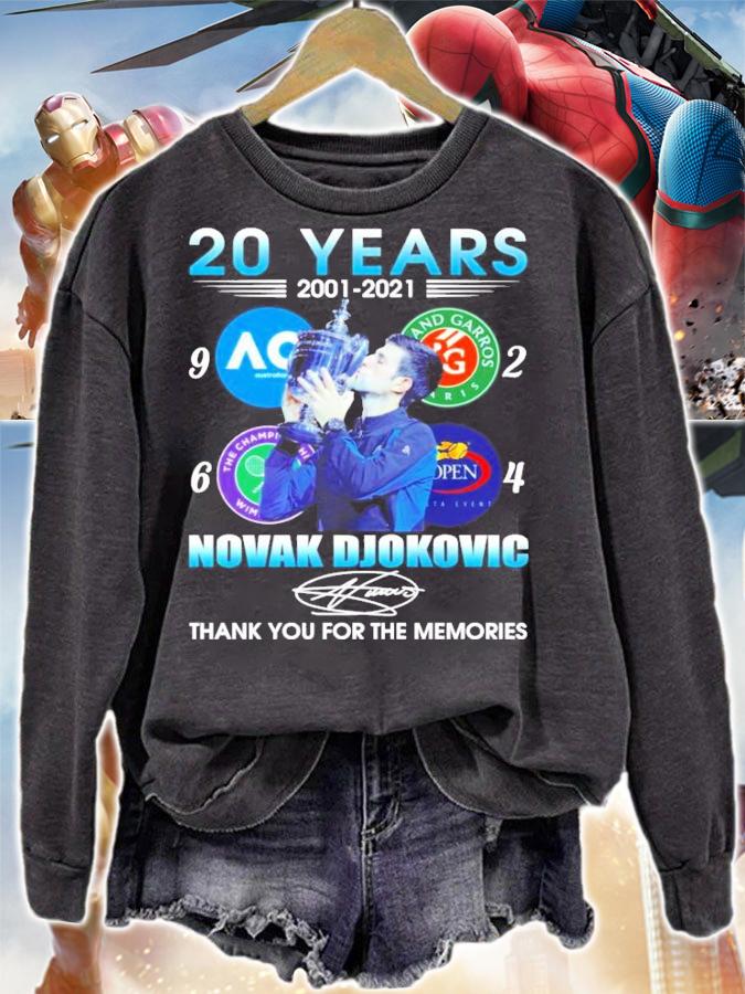 20 Years 2001-2021 Novak Djokovic Signatures Thank You For The Memories shirt