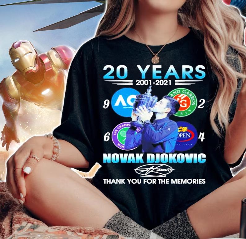 20 Years 2001-2021 Novak Djokovic Signatures Thank You For The Memories shirt