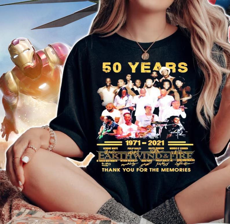 50 years 1971-2021 Earth Wind and Fire signatures shirt