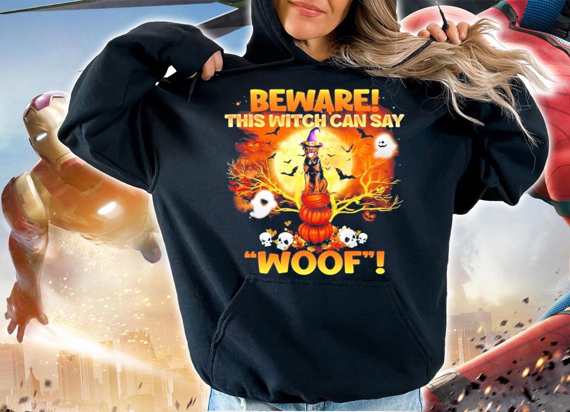Beware this witch can say woof Halloween shirt hoodie