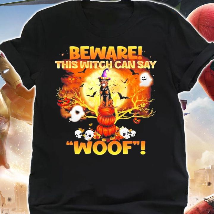 Beware this witch can say woof Halloween shirt shirt