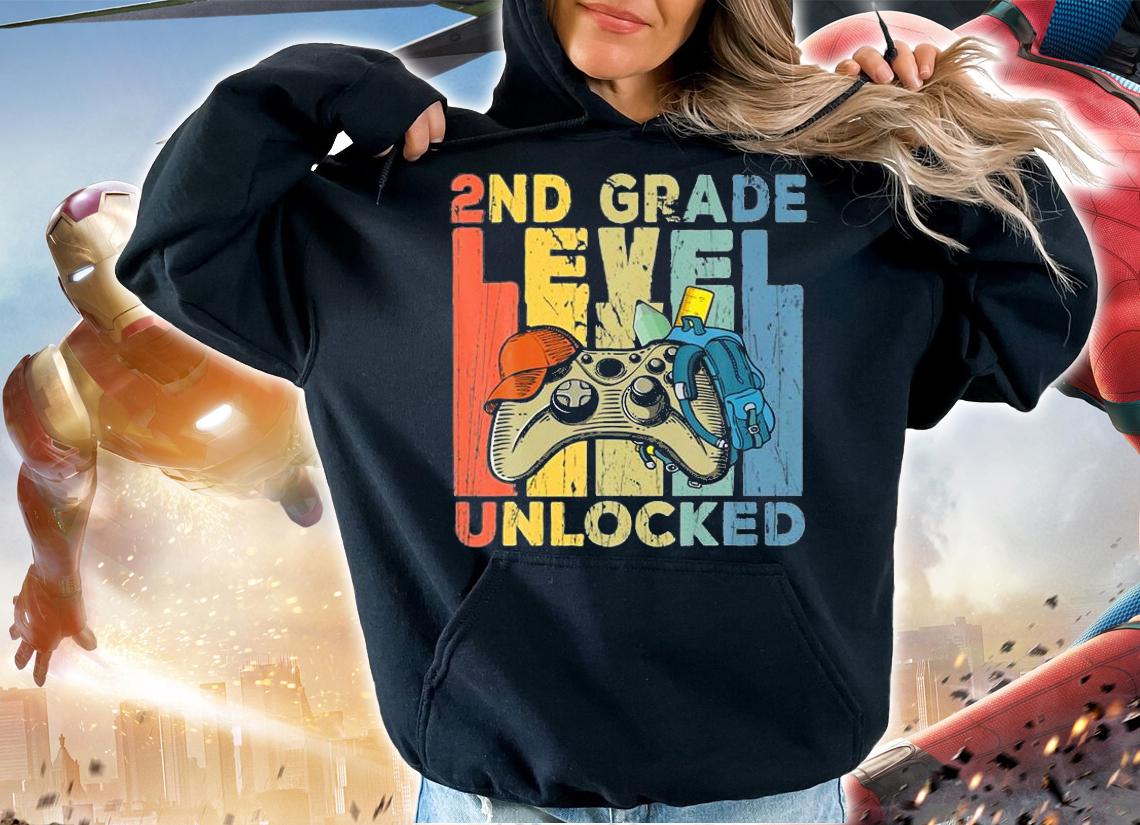 Retro 2Nd Grade Level Unlocked Student Back T-Shirt