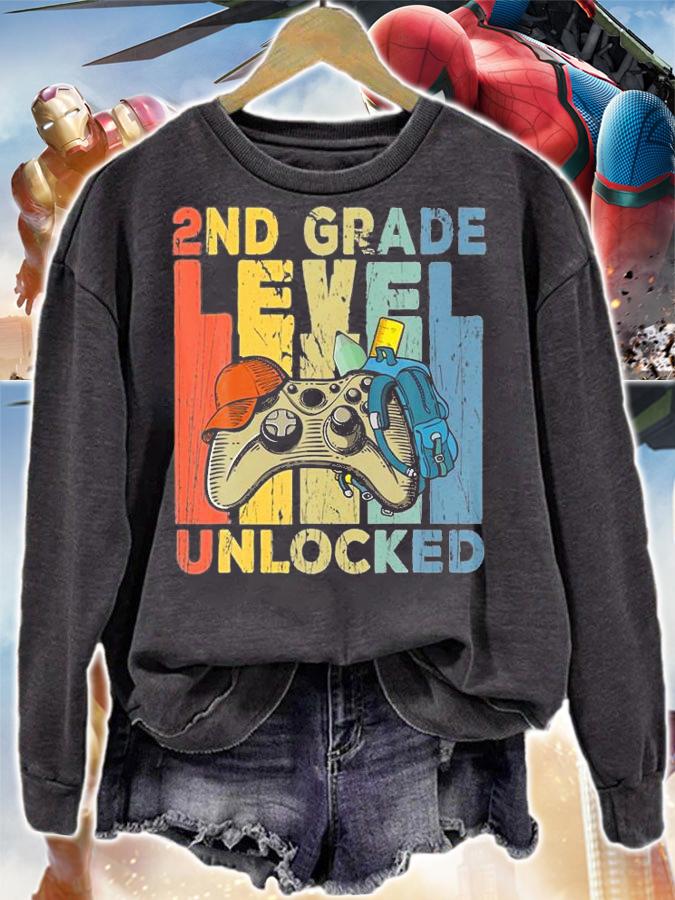 Retro 2Nd Grade Level Unlocked Student Back T-Shirt