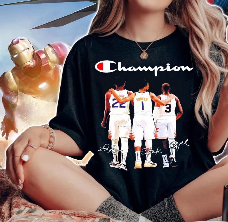 Champions Phoenix Suns Deandre Ayton Booker Kelly Oubre Jr shirt woman shirt