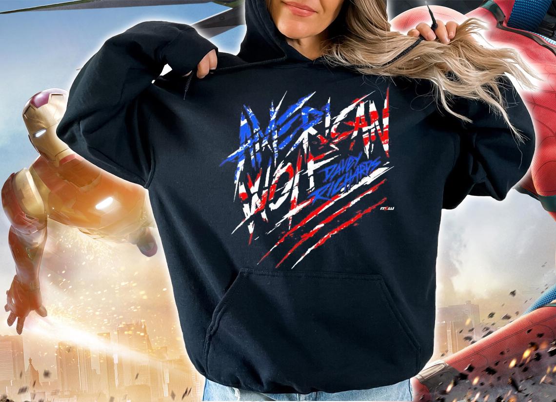 Davey Richards American Wolf Patriotic t-shirt hoodie
