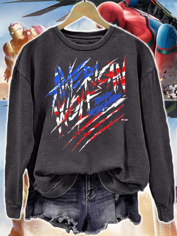 Davey Richards American Wolf Patriotic t-shirt sweatshirt