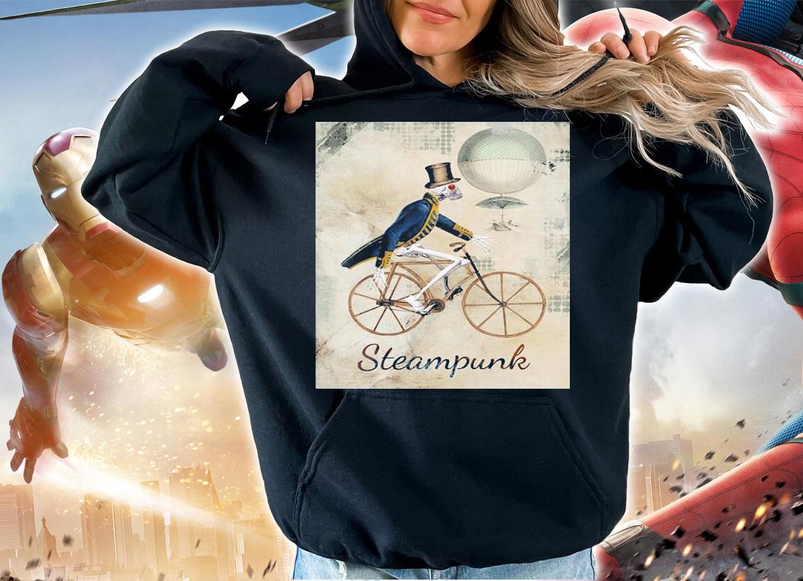 Steampunk skeleton with cyclebike shirt hoodie