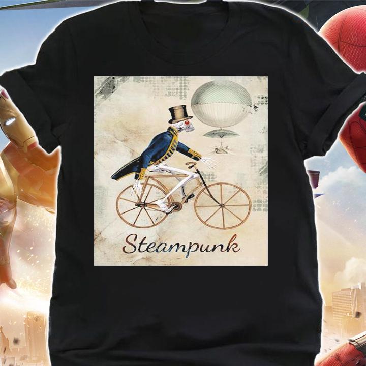 Steampunk skeleton with cyclebike shirt shirt