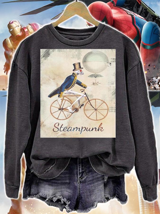 Steampunk skeleton with cyclebike shirt sweatshirt