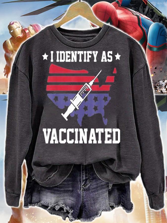 American Flag I identify as vaccinated shirt sweatshirt