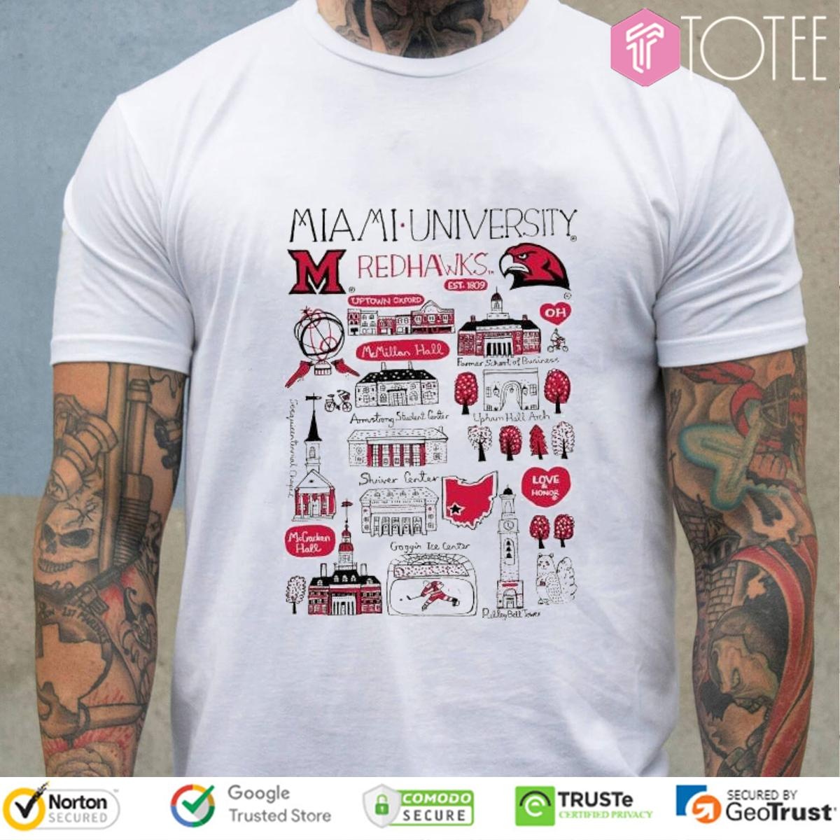 Miami University Redhawks Art Illustration T-shirt